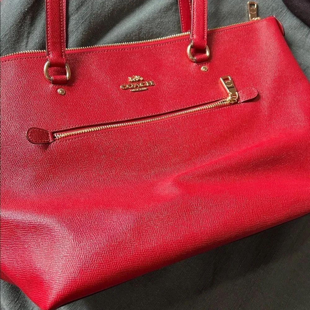 Red Coach Tote Bag